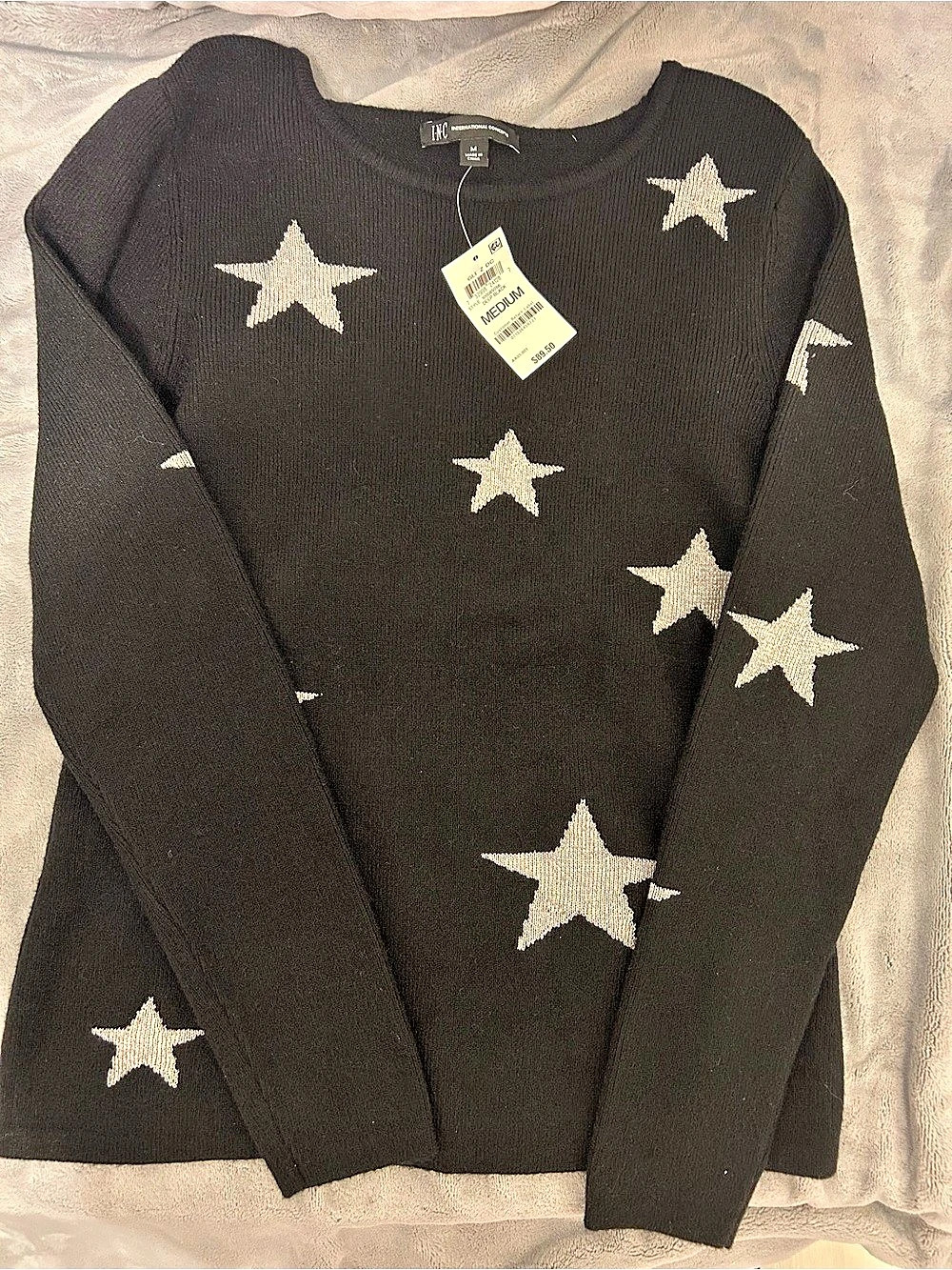 INC Silver Star Sweater in Black